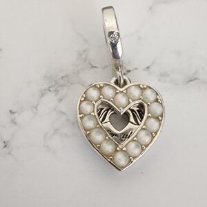 Pearlescent White Heart Double Dangle Charm